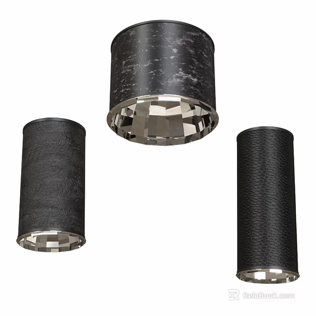 Modern Black Cylindrical Ceiling Lights With Stylish Metal Trim And Sleek Design 3d model 