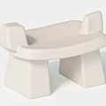 Modern Beige Stool With Curved Seat And Geometric Supportive Legs