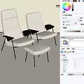 Modern Light Colored Leisure Chairs With Metal Legs And Ottoman In Minimalist Setting