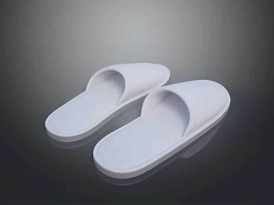 Soft White Indoor Slippers With Comfortable Sole For Home Daily Use 3d model
