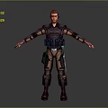 3D Tactical Character Model Standing With Arms Outstretched In Armor Vest And Kneepads