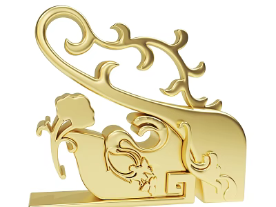 Golden Decorative Ornament With Intricate Traditional Patterns And Curved Design 3d model