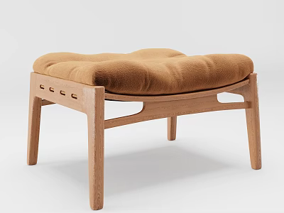 Modern Sofa Stool Design With Wooden Frame And Brown Padded Seat 3d model