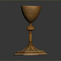Elegant Golden Home Decor Chalice With Intricate Carved Patterns And Octagonal Base