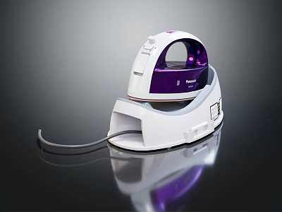 Modern White And Purple Electric Iron With Transparent Cover And Portable Design For Household Use 3d model