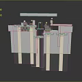 Modern Interior Architectural Model With White Beige Columns And Green Top Decorations On Gray Background
