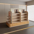 Modern Showcase Shelving Unit with Multiple Shelves Small White Boxes Bottom Drawers and Vertical Stripes