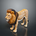 Detailed Standing Lion Statue With Brown Mane And Realistic Design On Dark Surface