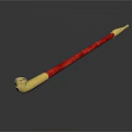 Shiny Golden And Red Ornament Decoration Set With Long Rod And Decorative Head