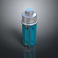 Turquoise Cylindrical Storage Container With Silver Lid And Metal Clasps