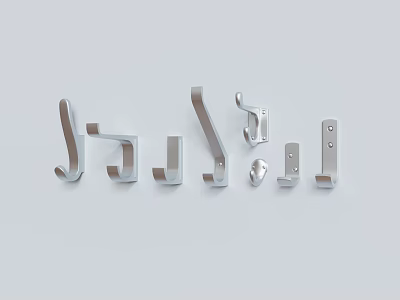 Metal Hooks With Various Designs For Home Wall Mounted Organization Use 3d model