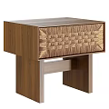 Modern Wooden Bedside Table With Woven Texture Drawer And Simple Structure 3d model
