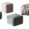 Modern Ottoman Poufs in Round Square Shapes with Soft Fabric and Cozy Textile Covers