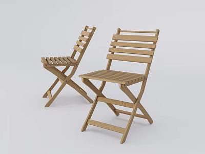 Single Wooden Folding Chair with Modern Slat Seat and Backrest Design 3d model