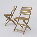 Single Wooden Folding Chair with Modern Slat Seat and Backrest Design