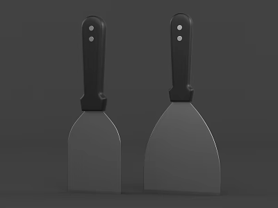 Practical Kitchen Scrapers With Black Handles And Sharp Metal Blades 3d model