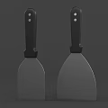 Practical Kitchen Scrapers With Black Handles And Sharp Metal Blades 3d model