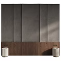 Modern Upholstered Bedroom Accent Wall with Light Gray Panel Wooden Frame and Wall Sconces