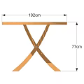 Wooden Outdoor Table with 102cm Length 77cm Height and Cross Leg Design