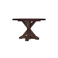 Round Solid Wood Dining Table Set With Cross Legs And Natural Grain Design 3d model