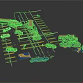 Parking Lot Scenario Components With Buses Cars Parking Lines And Building Models