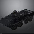 Armored Military Vehicle Featuring Six Wheel Design Turret Camera Antenna And Number 001