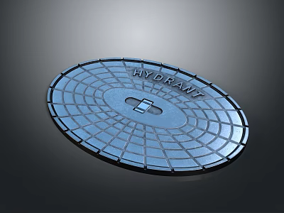 Circular Metal Manhole Cover With Hydraulic Engraving Grid Pattern And Lock Hole 3d model