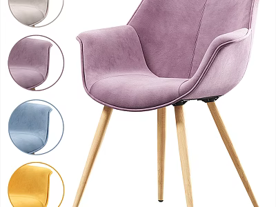 Stylish Modern Accent Chair In Multiple Colors With Velvet Upholstery And Wooden Legs 3d model