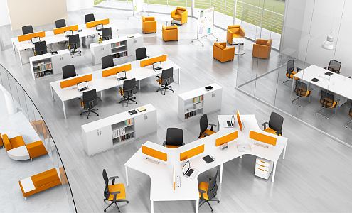 Modern Office Desk and Chair Opening Office 3d model