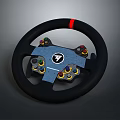 Ergonomic Black Gaming Steering Wheel with Red Stripe and Multiple Control Buttons