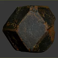Natural Wood Stone Polyhedral Raw Specimen Featuring Dark Gray Black And Orange Veins