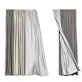 Elegant Flowy Curtains In Gray And White With Pleated Design For Home Windows