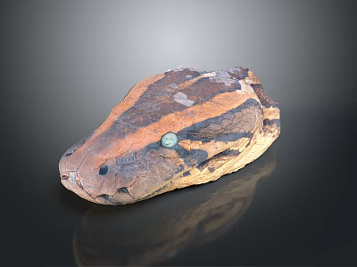 Reptile Head Featuring Brown Orange Black Coloration And Green Dot Texture 3d model