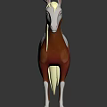 Brown And White Pony With White Mane Tail Black Ear Tag On Dark Background
