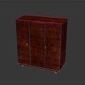 Red Textured Cabinet With Two Doors And Rolling Wheels For Home Storage Use
