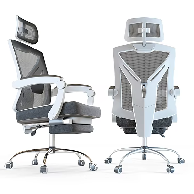 Modern Mesh Office Chair With Adjustable Backrest Armrests And Metal Base Wheels 3d model