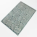Modern Square Area Rug With Blue White Interlocking Geometric Diamond Patterns 3d model