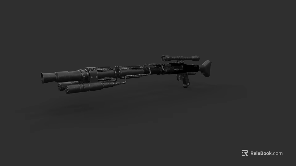 Modern Tactical Sniper Rifle With Scope Silencer Black Design Long Barrel 3d model 