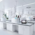 Modern Laboratory Interior Design With Open Layout White Instruments And Glass Partitions 3d model