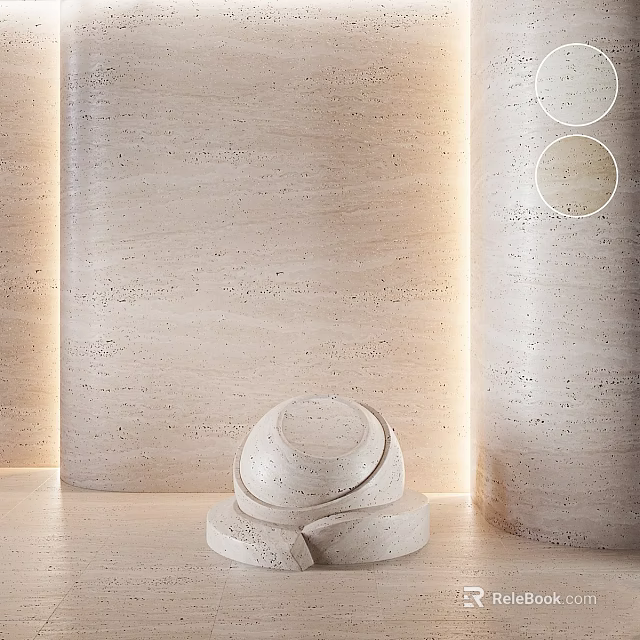 Elegant Beige Cylindrical Components With Natural Stone Texture In Modern Interior Design 3d model 