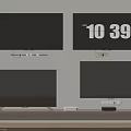 Multiple Wall Mounted and Table Top TVs with Digital Clock Time 3d model