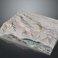 Natural Landscape 3D Model Showcasing Mountain Ranges River And Rolling Terrain 3d model