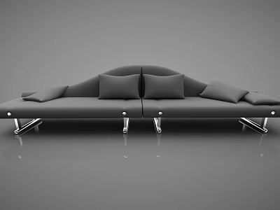 Modern Gray Two Seater Sofa With Cushions And Metal Legs Design 3d model