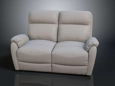 Light Gray Leather Two Seater Sofa With Modern Design And Plush Cushioned Seats 3d model