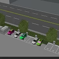 Roadside Parking Lot With Parked Cars Green Trees And Multiple Marked Spaces