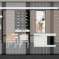 Modern partition glass brick partition 3d model