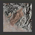 Scenic 3D Mountain Landscape Model Featuring Detailed Topographic Elevation Green River and Brown Terrain