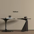 Pollform Modern Black Round Top Side Tables With Unique Base And Decorative Items 3d model