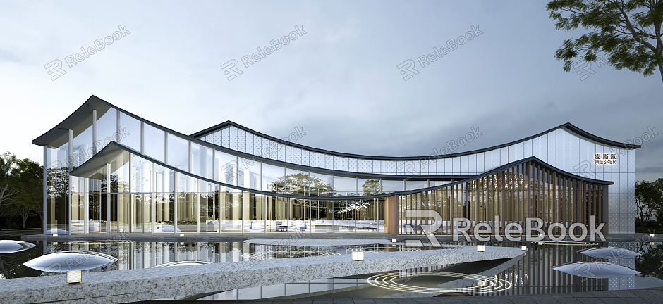 New Chinese Style Sales Office Architecture Exhibition Art Gallery Architecture model