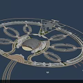 Aerial View Planning of Large Circular Urban Architecture with Central Dome and Ring Structures